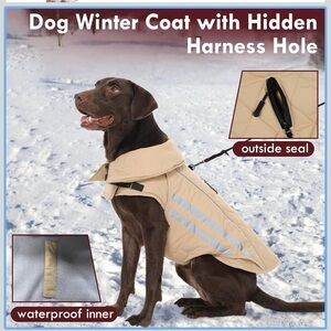 NEW- Warm Waterproof Dog Coat - Tan